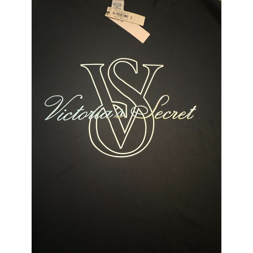 Victoria’s Secret Long Sleeve Logo T-Shirt Black VS Graphic Tee NWT - Picture 4 of 4